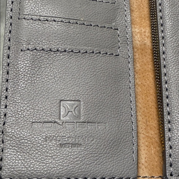 Ponagar Handmade Vietnamese Leather Chic Gray and Tan Women's Wallet - Picture 5 of 6